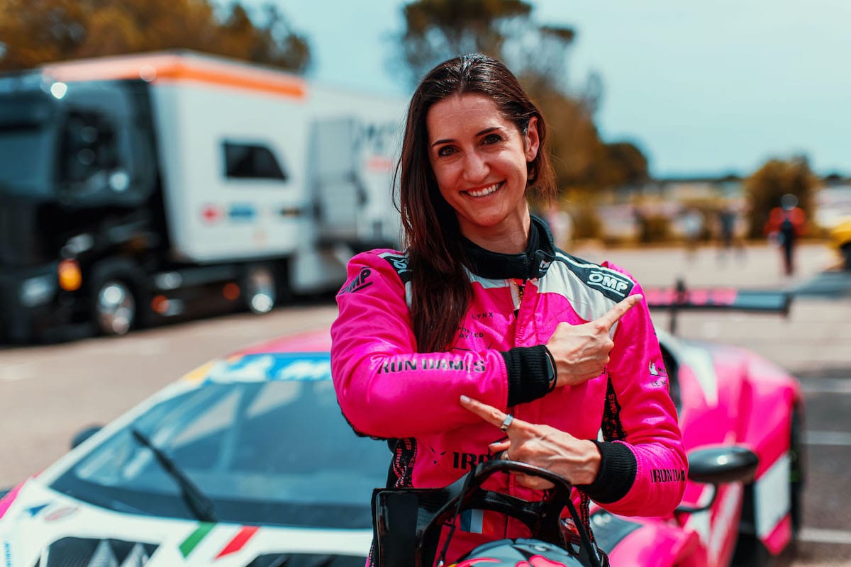 Celia Martin poses for the camera after taking her first Le Mans Cup pole position